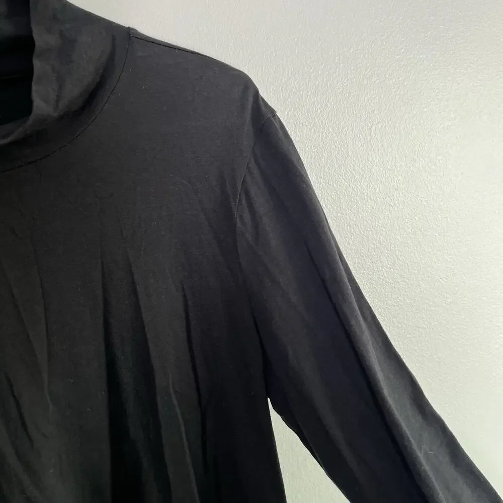 Anthropologie Women's Pullover Long Sleeve Tee Black Basic Minimalist Sz XL